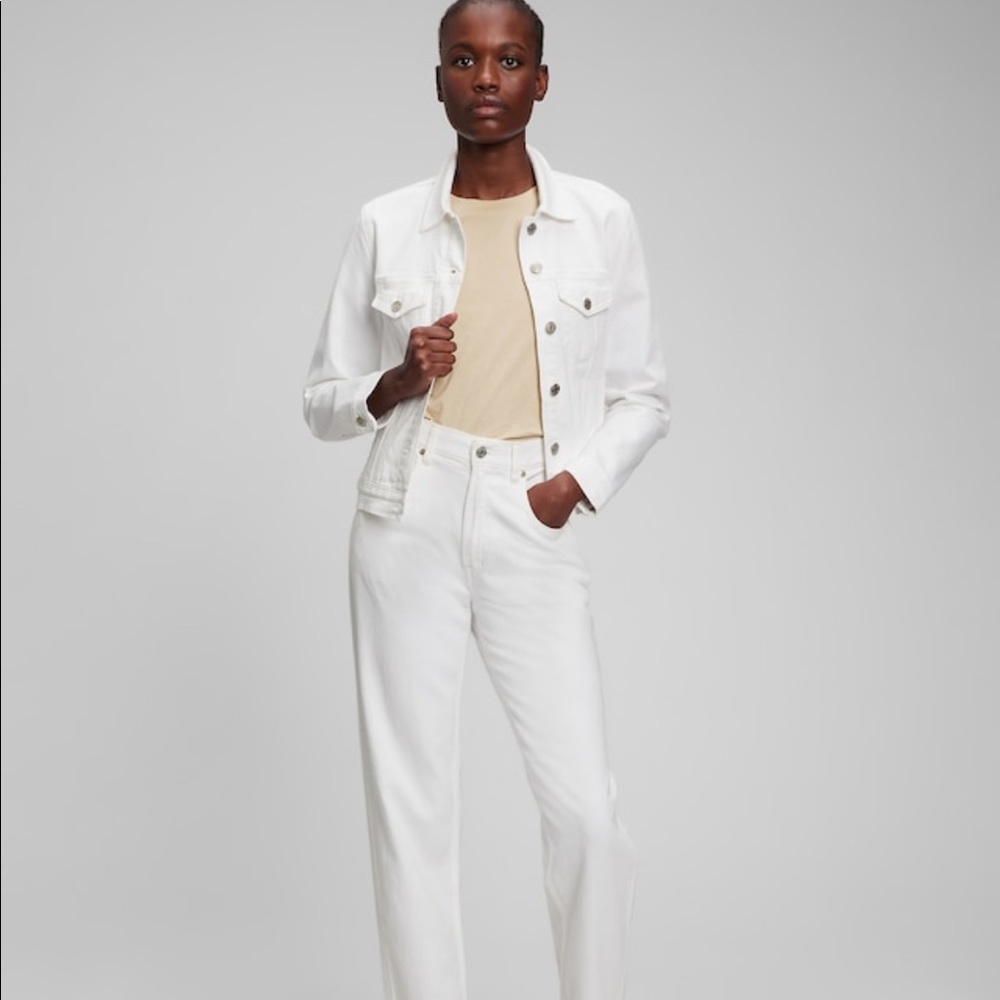 Gap white denim jacket